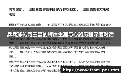 乒乓球传奇王磊的辉煌生涯与心路历程深度对话